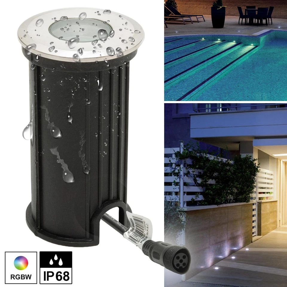 Faretto LED 24V calpestabile IP68 incasso 40mm impermeabile segnapassi 3W RGB - Immagine 1 di 4