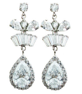 Weddings Drop Dangle Chandelier Earrings Austrian Crystal white Gold plated New