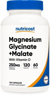 Nutricost Glicinato de Magnesio + Malato (250mg) 120 Cápsulas - Alta Absorción Foto 1 de 4