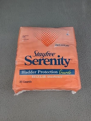 Vintage NOS Stayfree  SERENITY Bladder Protection Regular Absorbency 36 Guards - Image 1 of 4