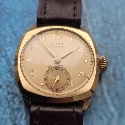 Vintage 9k Solid Gold Rotary Super Sports Hand-Winding Wristwatch - image 1 of 4