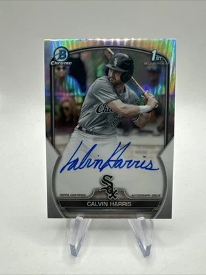 Calvin Harris 2023 Bowman Chrome 1st Bowman Auto Refractor #/499 White Sox - Image 1 of 2