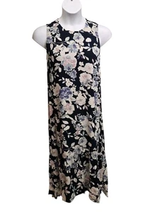 J Jill Womens Size Small Sleeveless Floral Print Ruffle High Low Hem Midi Dress - Picture 1 of 8