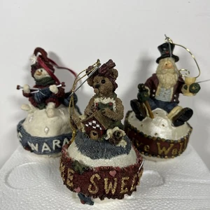 Boyd's Bears&Friend Holiday Ornaments Set Of 3 Live Well Be Warm Home Sweet Home - Picture 1 of 11