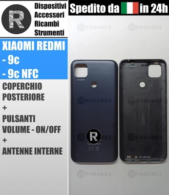 Coperchio Scocca Batteria GRIGIO NERO per Xiaomi Redmi 9c e NFC M2006C3MNG - Immagine 1 di 2