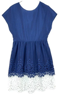 Tommy Hilfiger Women's Round Neck Short Sleeve Dress Blue/White Size M - Изображение 1 из 4