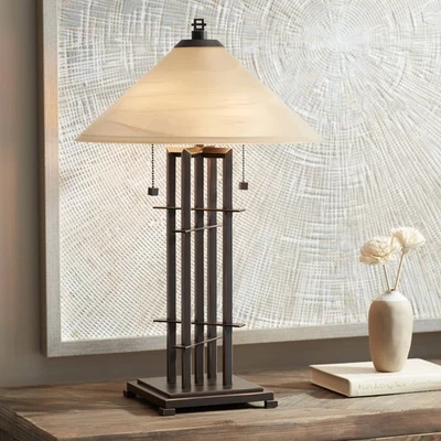 Metro Rustic Mission Accent Table Lamp 23 1/2" High Bronze Metal for Bedroom - Image 1 of 4