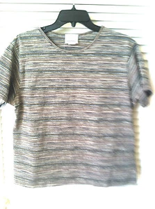 Brand New Fashion Bug Striped Short Sleeve Crew Neck Knit T-Shirt Top,Sz Medium - Picture 1 of 4