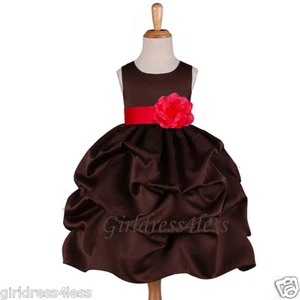 VESTIDO DE NIÑA FLOR FORMAL RECOGIDA NAVIDEÑA MARRÓN/ROJO 6M 9M 12M 18M 2 3/4 6 8 10 12 - Imagen 1 de 2
