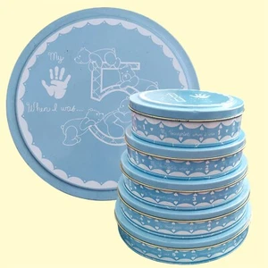 NEW! Child to Cherish Handprints TOWER OF TIME Kit in Sweet Blue Stackable Tins - Picture 1 of 6