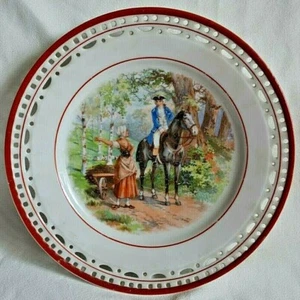 Schumann Vintage German Plate "Giving Directions" Cabinet Plate Pierce Work - Picture 1 of 8