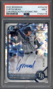 2022 Bowman Chrome Rookie Autograph Atomic Curtis Mead RC Auto /100 PSA 9