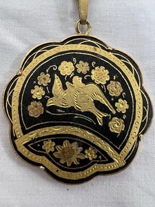 Black/ Gold Tone BIRD of PARADISE Pendant Necklace - Picture 1 of 7