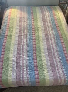 Pottery Barn Kids Kasey Quilt Twin Stripe Pink Yellow Reversible Measures 68x84” - Picture 1 of 12