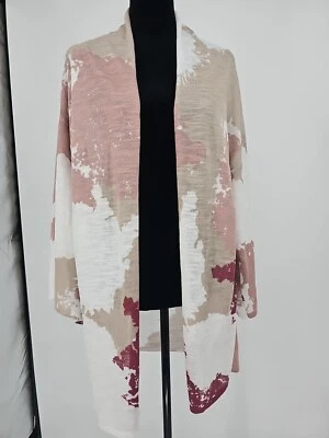 Cárdigan MarlaWynne Semi Transparente Tejido Slub Topper Rosa Borgoña Talla M Lagenlook Foto 1 de 4