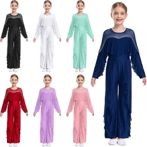 Kids Girls Leotard Rumba Rompers Show Jumpsuit Ballroom Overalls Jazz Bodysuit - Picture 1 of 70