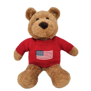 Saks Fifth 5th Ave TEDDYBÄR Plüschtier 12" rote Flagge Pullover USA Spielzeug Vintage 2001 - Bild 1 von 9