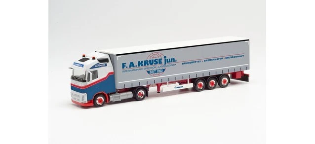 Herpa 313407 Volvo FH Gl. LNG Pianificare la Tenda - Trailer " F. A. Kruse "