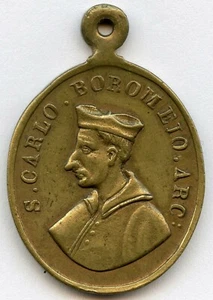 Italy Vatican Religious Carlo Borromeo Bronze Medal Pendant 34x23mm 8gr !!! - Picture 1 of 3