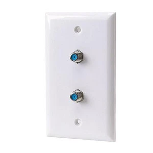 2 X DUAL WALL PLATE F CONNECTOR RG6 3GHZ Coaxial JACK SATELLITE CABLE RG 59 6 - Picture 1 of 2