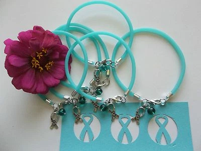 6 PULSERAS VERDE AZULADO CÁNCER DE OVARIO/NEURALGIA DEL TRIGÉMINO/CONCIENCIA PKD Foto 1 de 2