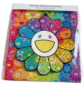 Takashi Murakami Flor Goma Llavero Llavero Arco Iris Kaikai Kiki Tamaño Grande - Imagen 1 de 4