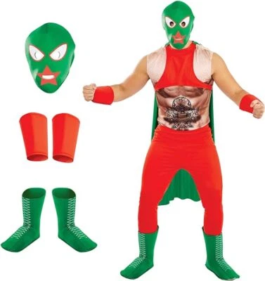 Men`s Red Mexican Wrestling Costume M - XL Adult Wrestler Luchador Halloween - Image 1 of 4