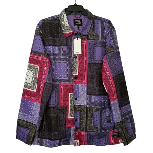 Giacca bandana patchwork Wesc Coach Paisley viola uomo XXL donna XXXL NUOVA CON ETICHETTE