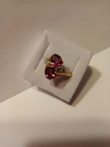 Ring 585/14ct Gold 2 große rote echte Turmaline 3ct 2 Diamanten Gr. 17/56 - Bild 1 von 22