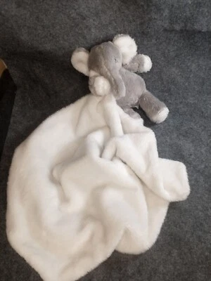 Chupete manta blanca de felpa Mud Pie Lovey gris elefante Foto 1 de 4