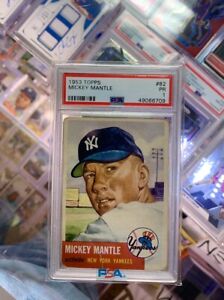 1953 Topps #82 Mickey Mantle 2nd Year! NY Yankees HOF PSA 1  🔥vivid, Centered!