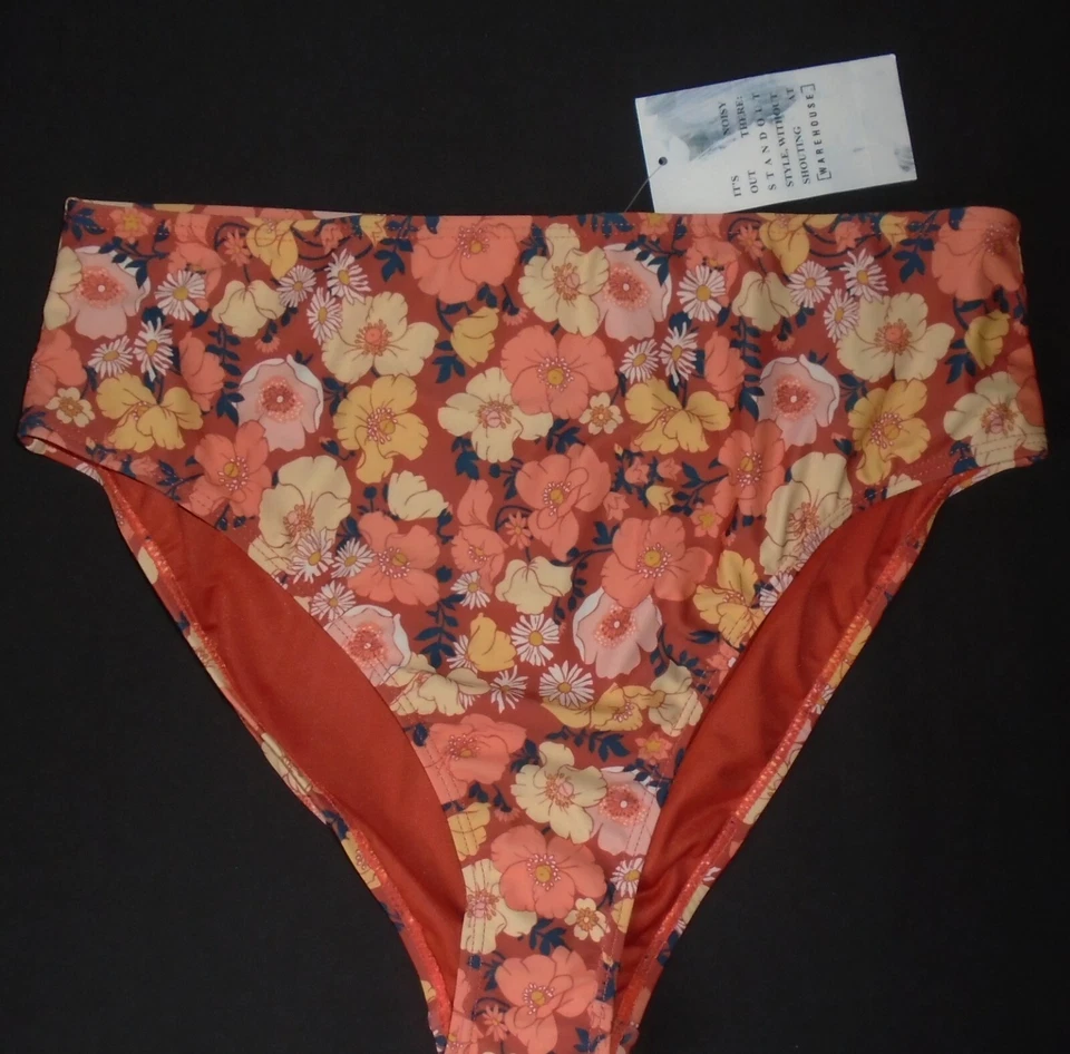 Calzoncillos de bikini Warehouse vintage con estampado floral marrón chintz talla 12 etiquetas nuevas nuevos con etiquetas Foto 1 de 1