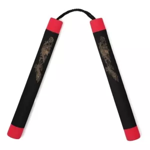 Foam Nunchaku 12 Inches Black / Red Tips Cord Rubber Nunchuck Nunchuku Training - Picture 1 of 1