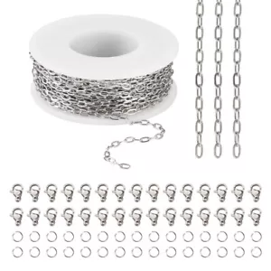 10M/bag Stainless Steel Paperclip Chains DIY Chain Bracelet Necklace Making Kit - Picture 1 of 7