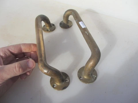 Antique Brass Door Handles Shop Pulls Old Pub Art Deco Tube Vintage Bronze 9.5" Cover