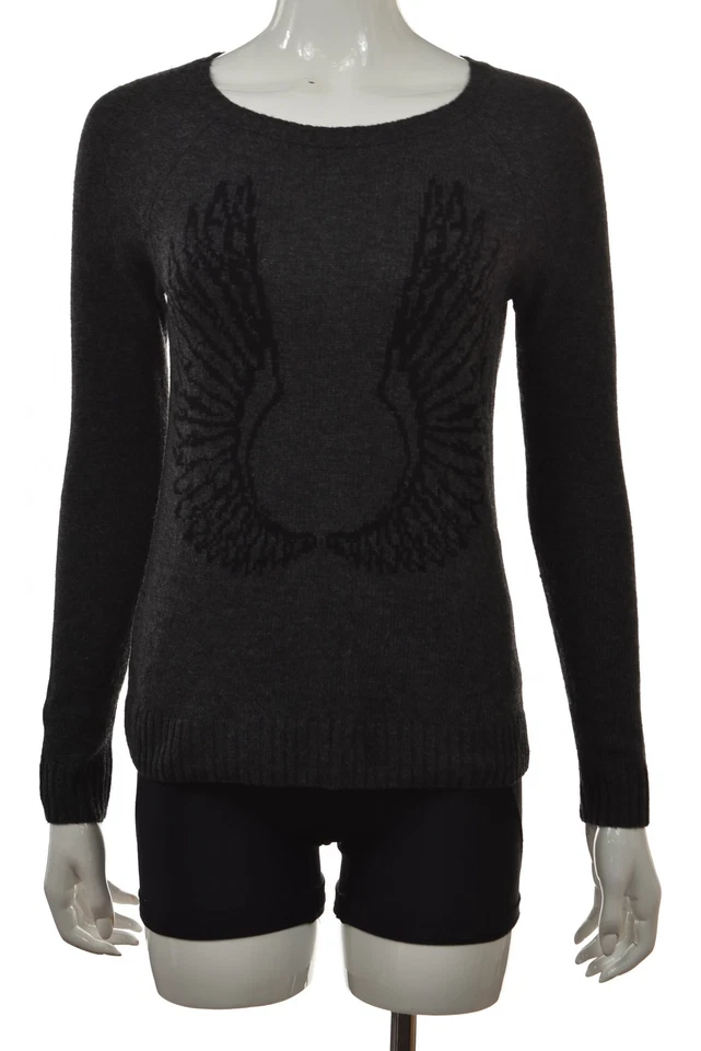 Suéter para mujer BCBGMAXAZRIA Nita talla XXS gris carbón cuello redondo manga larga Foto 1 de 4