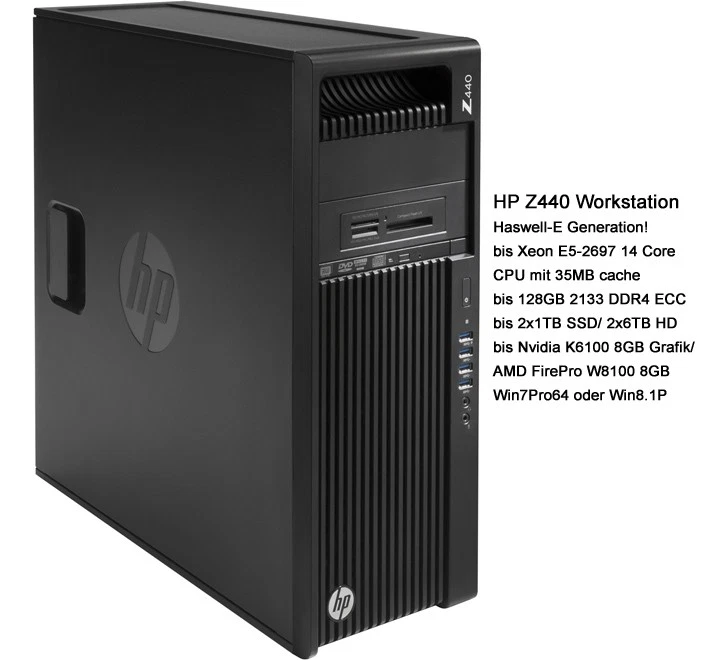 HP Z440 Tower T4K76ET#ABD 1x Xeon E5-1603-V4 4x2,8 8GB 1TB DVDRW W7P/W10P Neu Re - Bild 1 von 1