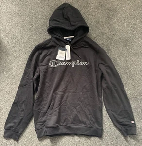 Men's Champion Comfort Fit Pullover Hoodie Fleece Black Size L BNWT (RRP £55) - Picture 1 of 3