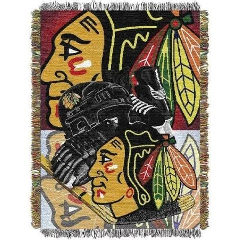 New NHL Chicago Blackhawk woven tapestry throw blanket Home Ice Advantage KANE Cover