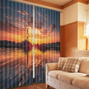 Beautiful Evening 3D Blockout Photo Print Curtain Fabric Curtains Window - Bild 1 von 10