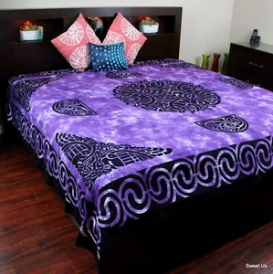 Celtic Flame Tapestry Cotton Bedspread Full Dorm Decor Beach Sheet Purple - Picture 1 of 5