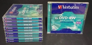 Verbatim DVD-RW x10 - 4.7GB, 120 Min, 4x Speed DVD Re-recordable (New & Sealed) - Photo 1/3