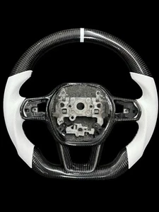 Carbon fiber steering wheel Honda Accord 11th Gen White Leather 2022 2023 2024 - Picture 1 of 3