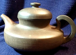 ANTIQUE DANMARK UNGLAZED CLAY TEA POT- SIGNED - Picture 1 of 6