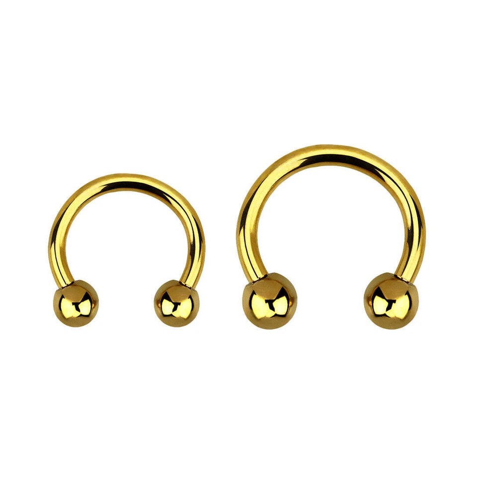❤ 1,2 mm Hufeisen Goldfarben Basic Ohr Piercing Circular Barbell Kugeln Ball - Bild 1 von 1
