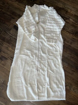 Novo com etiquetas Stan Herman Chenille zíper completo frontal manga longa casa roupão creme grande 28620 - Imagem 1 de 4