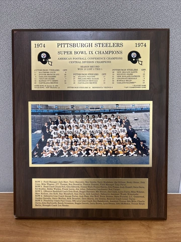 🏈 VINTAGE 1974 NFL PITTSBURGH STEELERS SUPER BOWL IX CHAMPIONS WOODEN PLAQUE 🏈 Cover