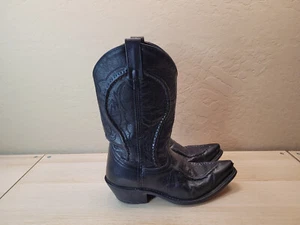 Laredo Mens Black Leather Cowboy Boots # 68430 Size 9 EW Snip Toe - Picture 1 of 10