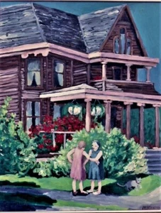 Altes Haus sonnige Wohnszene Acrylmalerei Giclee Drucke (2) Wandkunst Deko - Bild 1 von 12