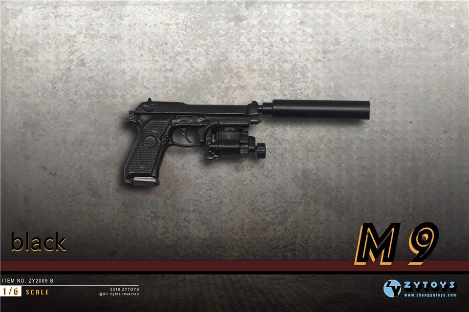 ZYTOYS ZY2009 1/6 Negro M9 Pistola Arma Modelo Juguete Ajuste 12" Figura de Acción Muñeca Foto 1 de 3